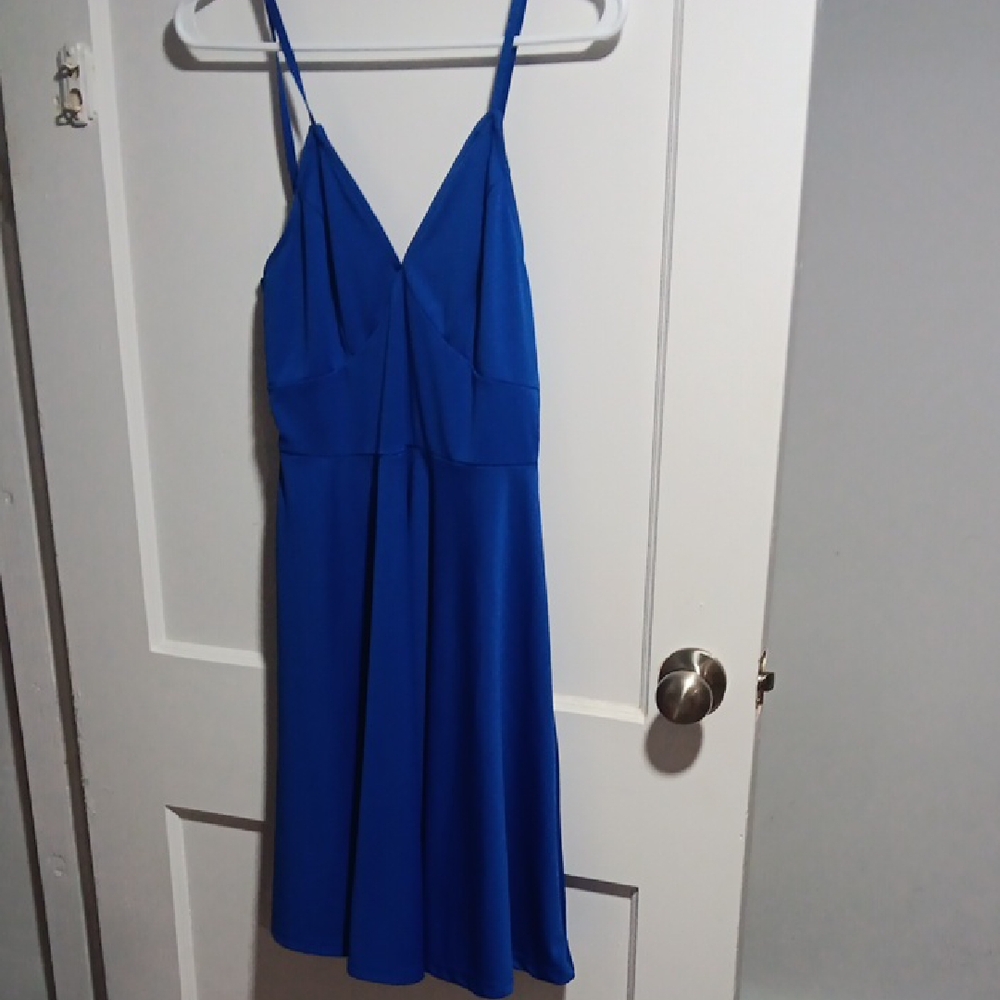 Elegant Blue Spaghetti Strap Dress